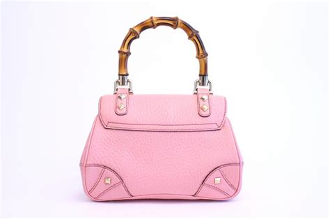 gucci pink purse with bamboo handle